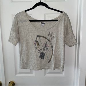 Roxy bow and arrow graphic crop top